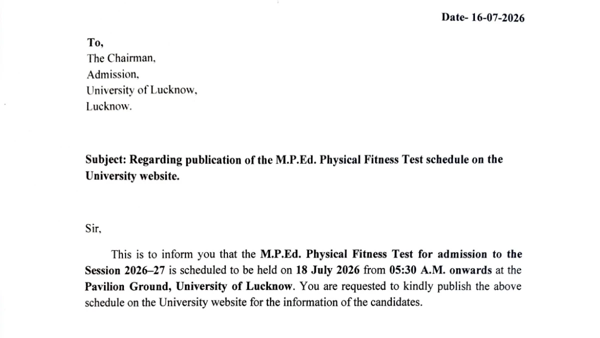 Lucknow University M.P.Ed Admission 2026