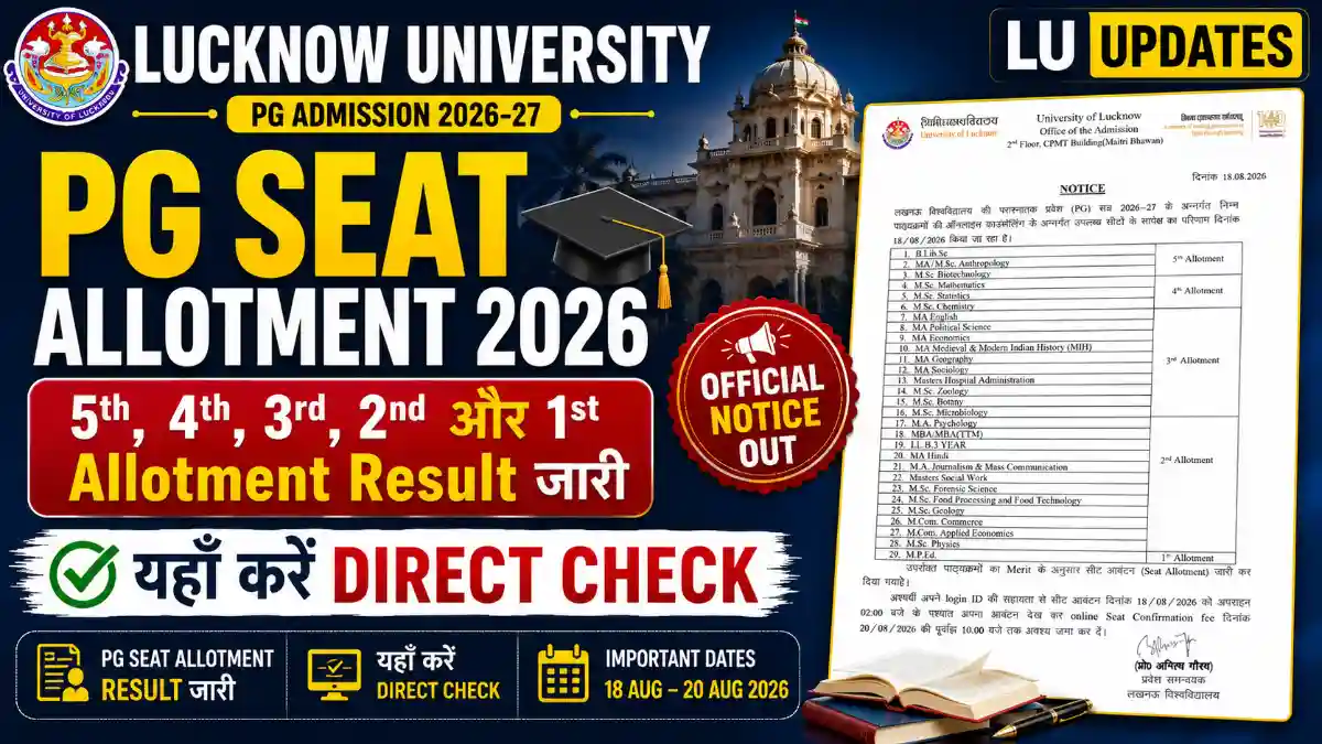 Lucknow University PG Seat Allotment 2026
